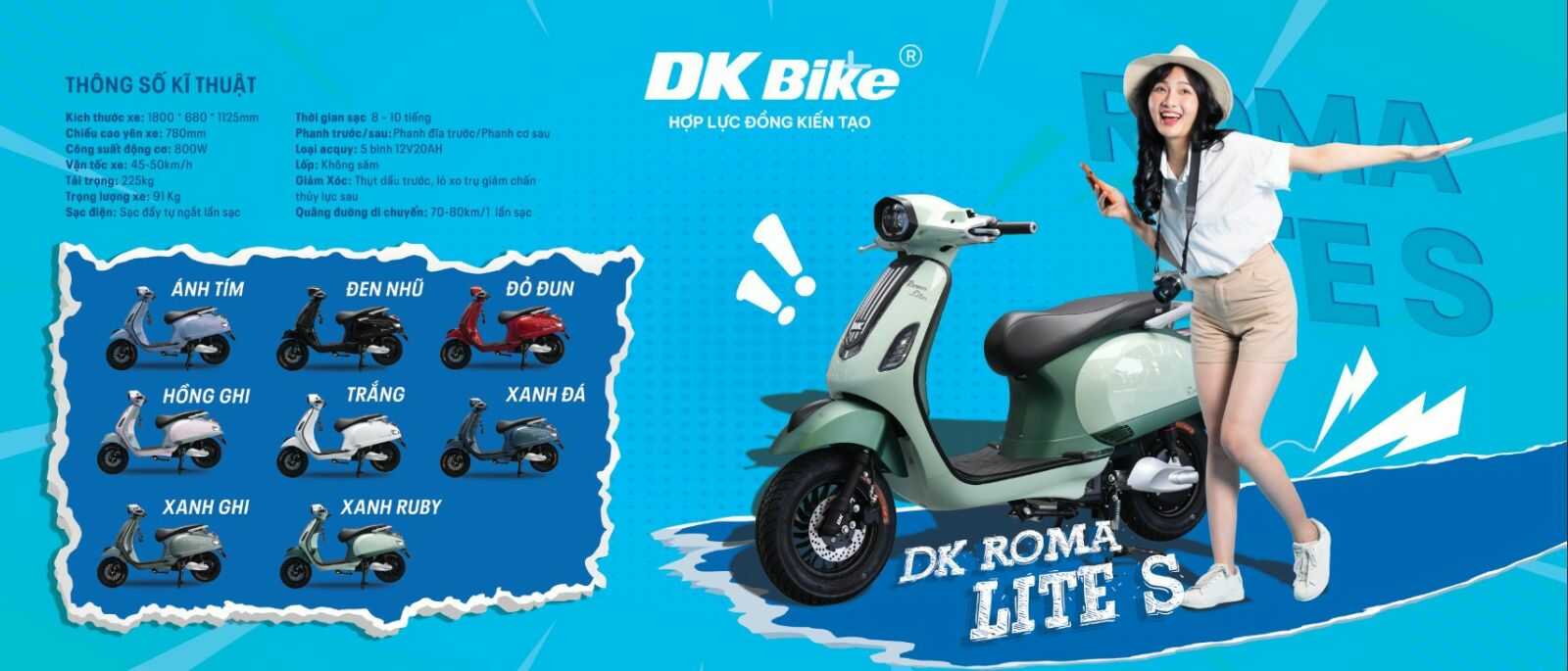 Xe Máy Điện DK Roma Lite S Đèn Lục Giác