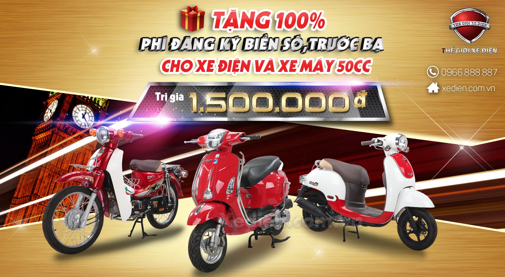 tang 100% phi dang ky xe tron goi